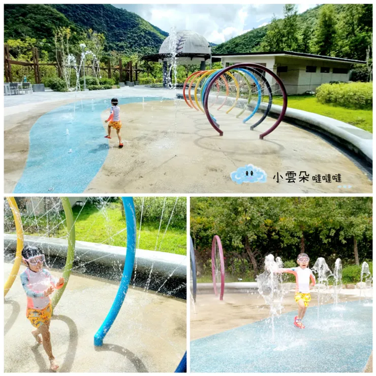 戲水區的各種噴水柱讓孩子玩得超開心