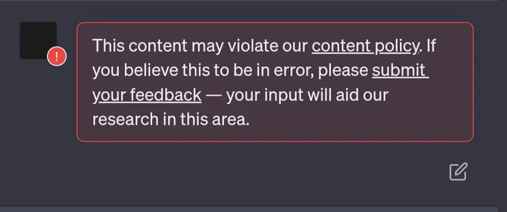 ChatGPT 的封鎖介面