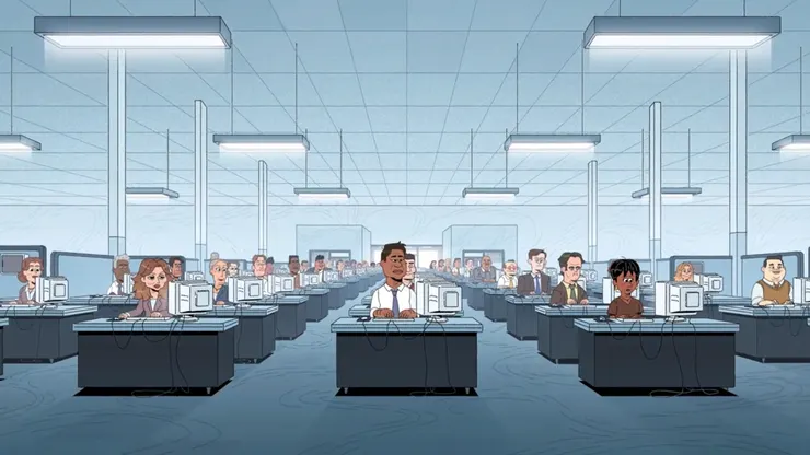 亂世中井然有序的辦公室，透露出一絲詭異感