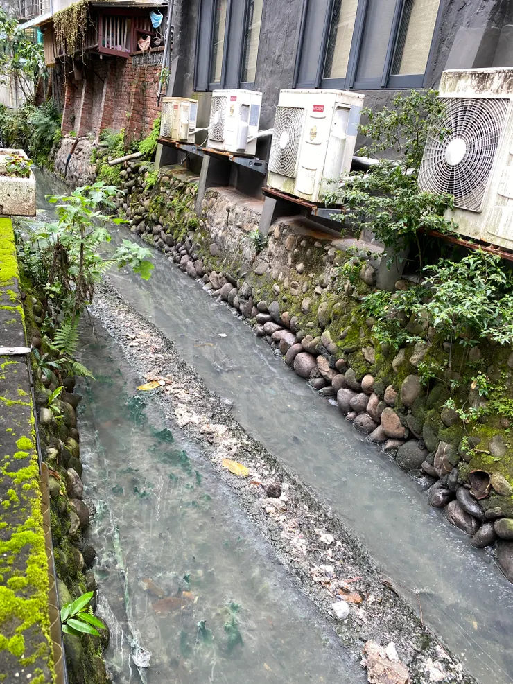 大坪林圳其實已經埋在涵管裡頭,表面看到的水是雨水混著民生排放汙水