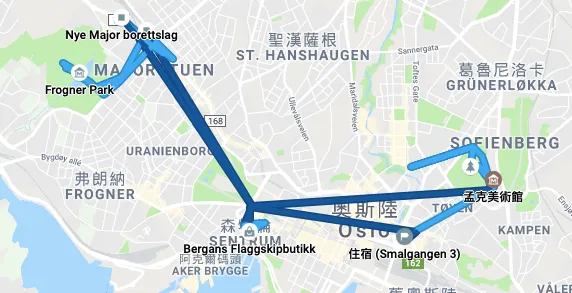 Approximate itinerary for the fifth day in Norway