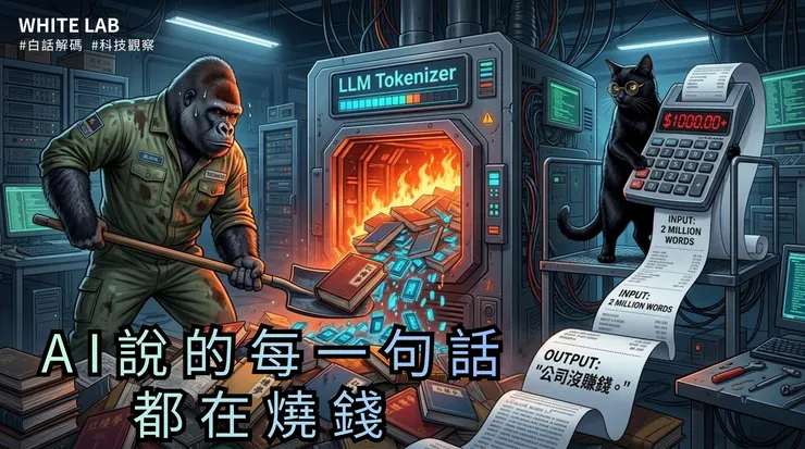 Token 運作示意：每次輸入與輸出都在消耗算力。