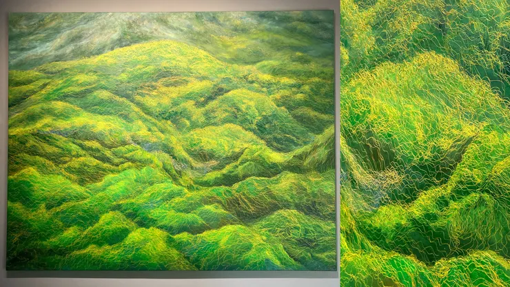 〈(山)仲夏晨光 Ⅱ〉，210x300.5cm，油彩/蔴布，2016