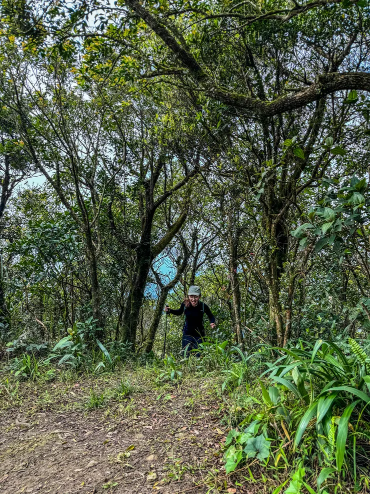 吾居吾墅。灣坑頭山。 大里簡山。三岔路口休息喝水，可愛的Connie正笑兮兮的走上來會合～