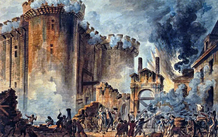 A painting depicting “The storming of the Bastille,” by Jean-Pierre Houël.