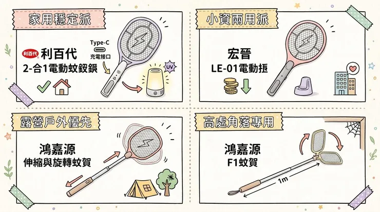 直接抄作業！老爸的 2026 電蚊拍避坑快選單