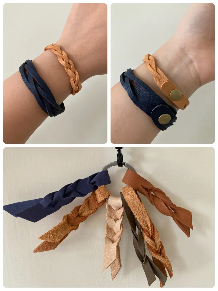 手環戴起來的效果跟鑰匙圈兩種編法