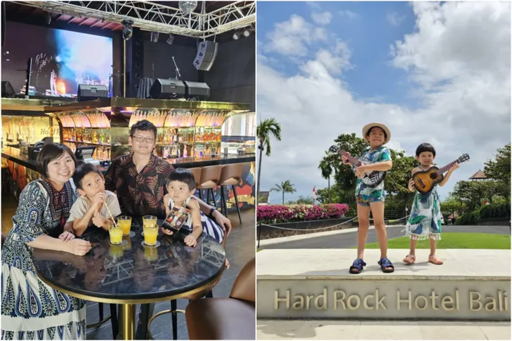 Hard Rock Bali送的迎賓飲料,晚上的酒吧現場表演更精彩,Hard Rock跟Kuta海灘用走的很近,而且還有送拍照,拍照會準備很多道具。