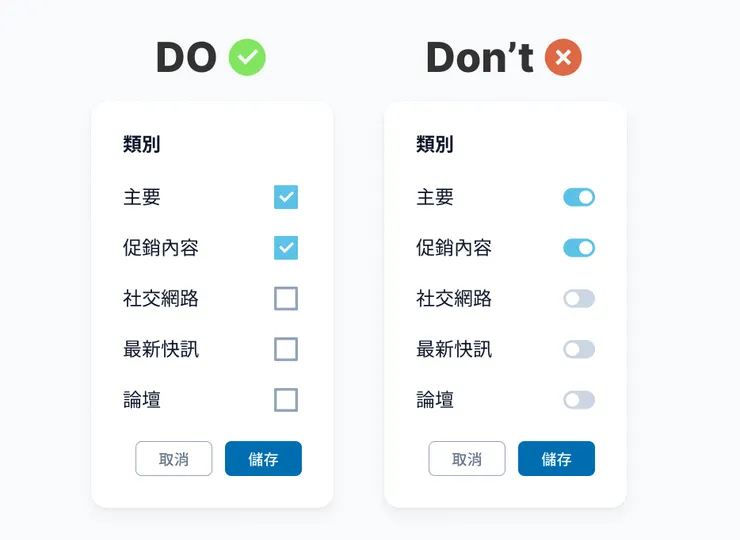 當畫面中需要進行確定與下一步的應用時通常使用Checkbox。