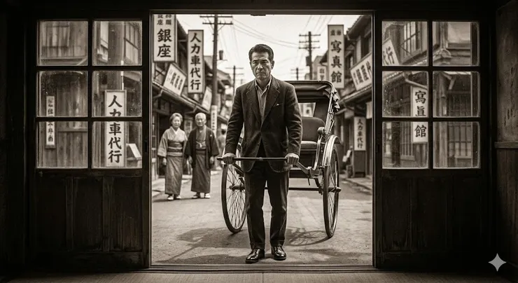 皮鞋擦得發亮的人力車夫 Image generated by AI (Gemini) by Author