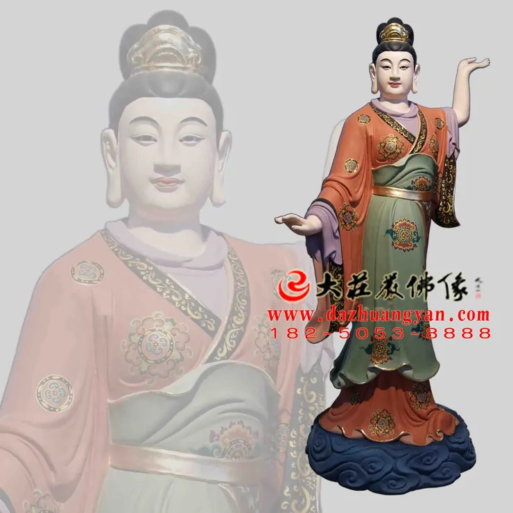 銅雕電母彩繪神像