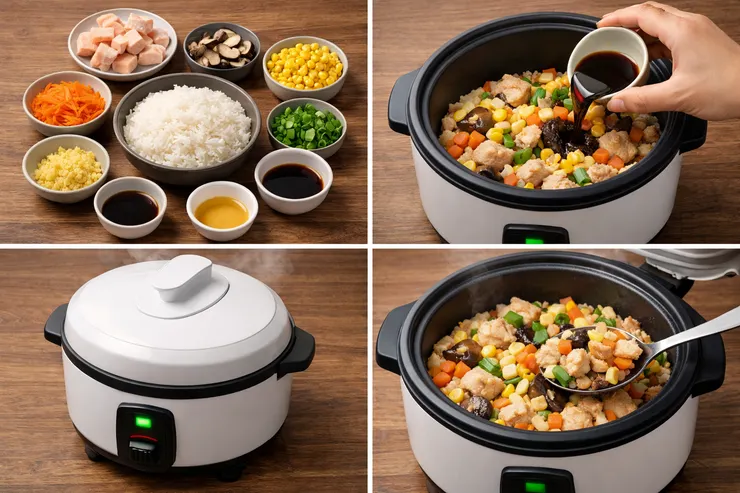 電鍋雞肉蔬菜拌飯