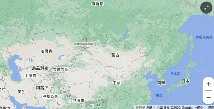 阿爾泰共和國的地理位置，圖片來源：Google地圖