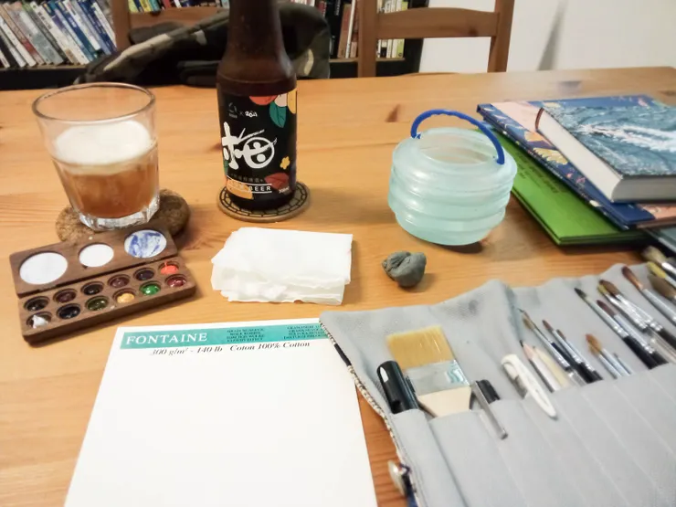 開始做畫前的擺陣