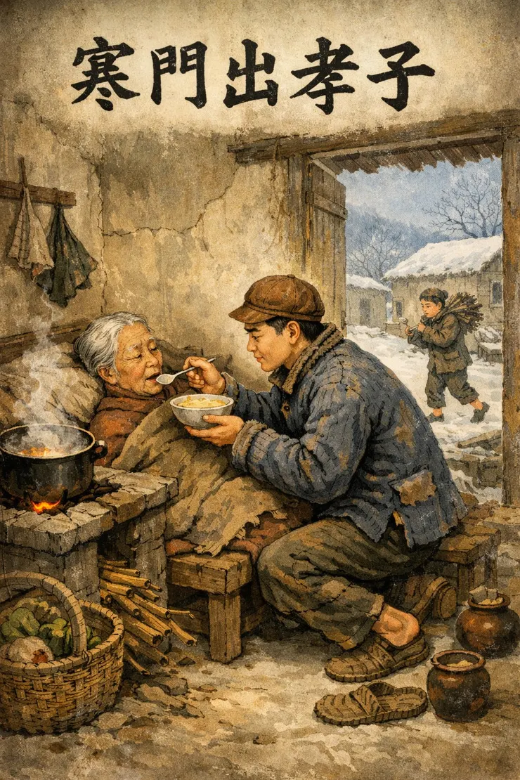 寒門孝子照顧母親