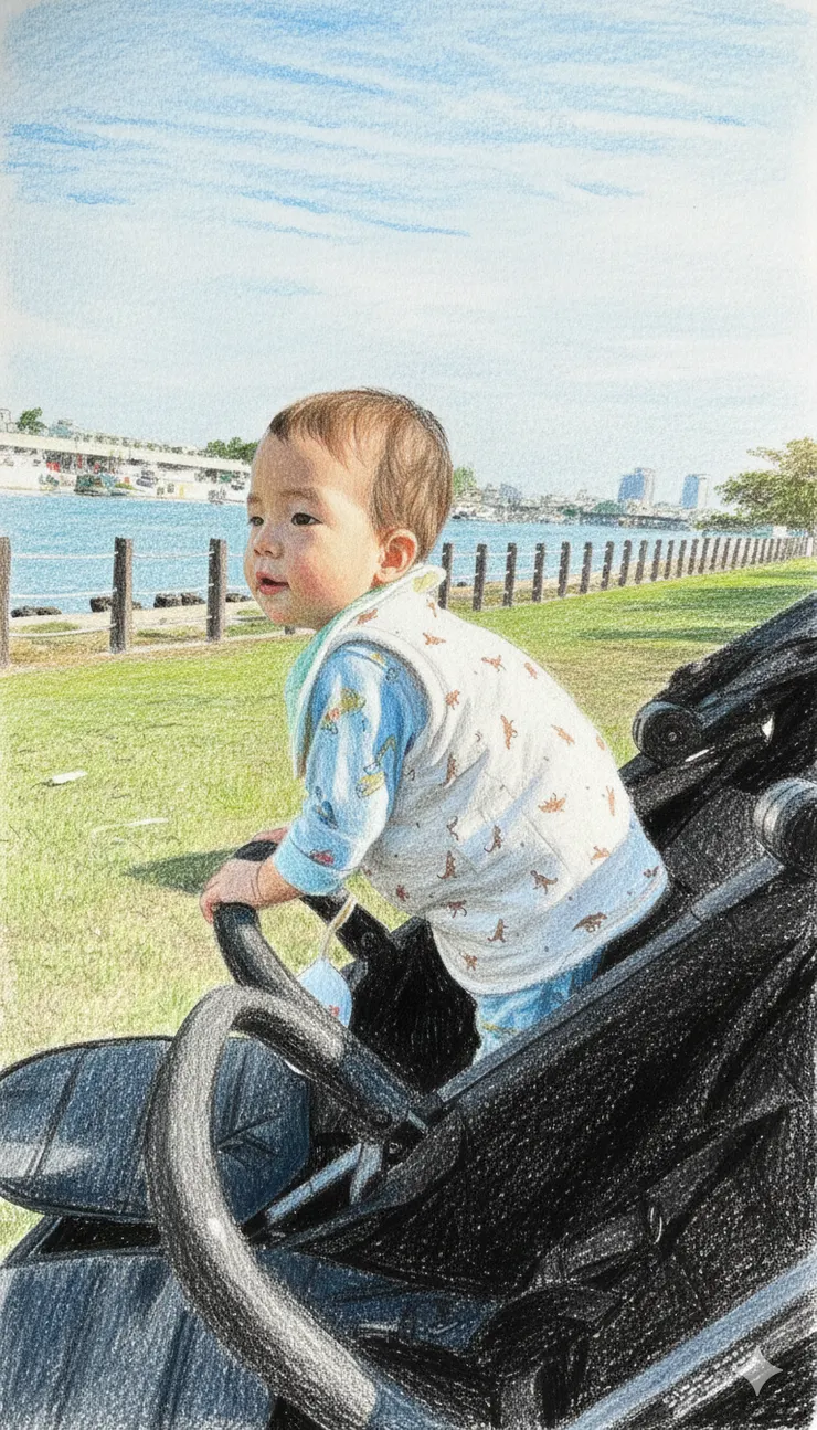 看到海很興奮的多多