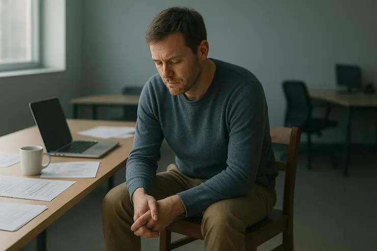 職場疲累之示意圖。〈本場景示意圖由AI協助生成。〉