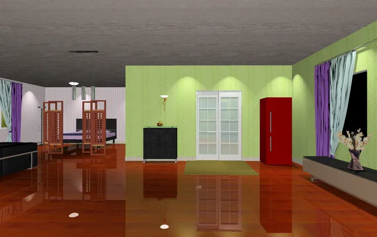 我挺喜歡敞門，因為很少有，也很省地方。旁邊紅色的是雪櫃，我不可以沒東西吃。