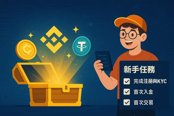 完成幣安註冊、KYC與首次交易後即可開啟新手任務紅利,輸入邀請碼「WDC7IGDS」額外享獎勵回饋