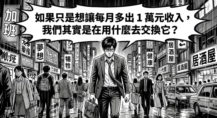 如果只是想讓每月多出 1 萬元收入，我們其實是在用什麼去交換它？