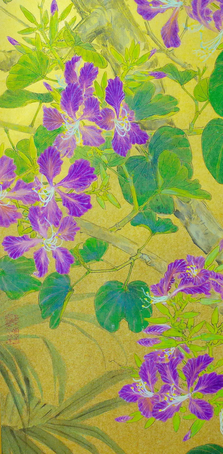 〈窗外一瞥〉局部－艷紫荊