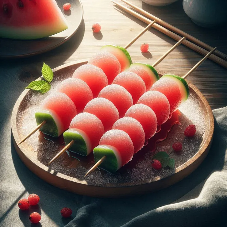 西瓜糖葫蘆冰鎮過了。