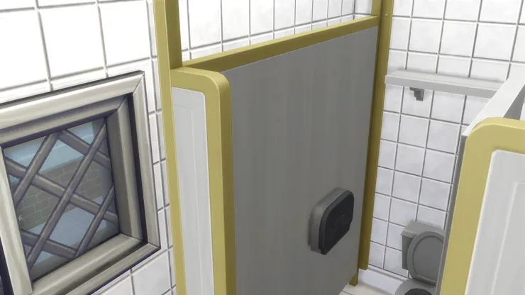 這裏沒有分男女廁，員工人不太多沒所謂啦，所以用了黃色這中性的色調。