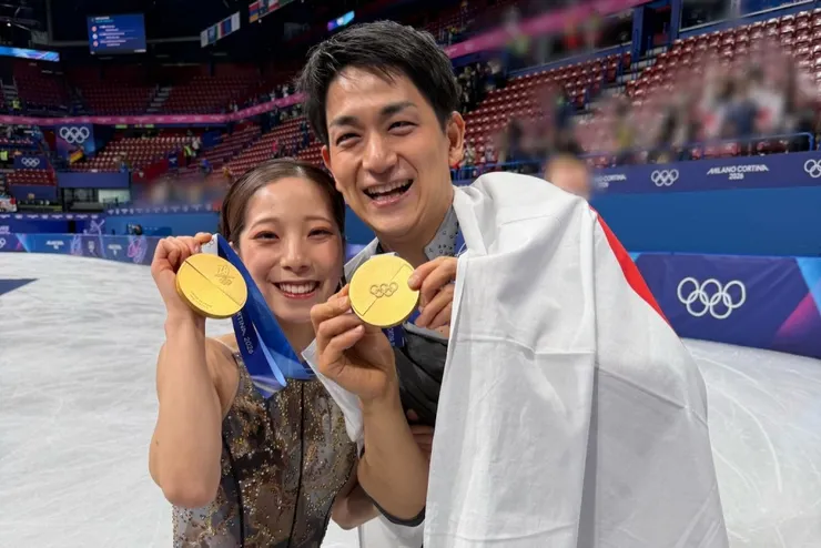 2026年米蘭冬季奧運會上,日本雙人花式滑冰「璃來龍」勇奪日本冬奧首面雙人花滑金牌。(圖/三浦璃來IG)