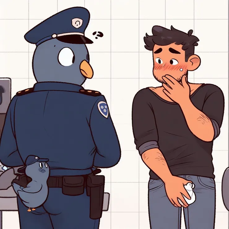 調驗人口：「這邊（採尿室）沒有馬桶，我站著尿不出來…可以蹲著尿嗎…？」，我：「……」