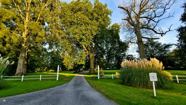 【城堡入口，碎石路通往主建築。】