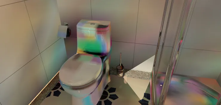 地磚有圖案，不至全白。