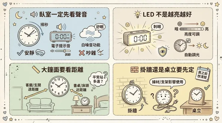 靜音掛鐘與床頭鬧鐘怎麼挑？先避開這幾個坑