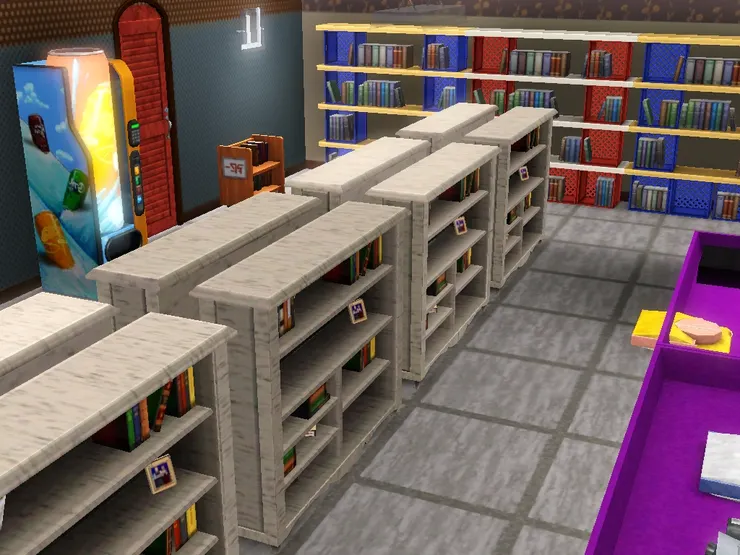 書櫃有不同的方向。