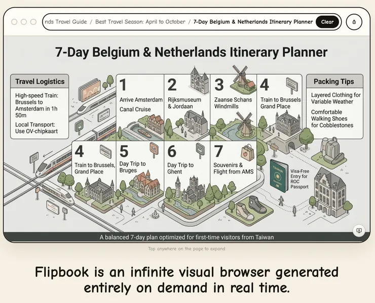 02 如何使用 Flipbook 進行旅遊規劃｜② &nbsp;圖片裡的每個區塊都能點擊｜行程安排