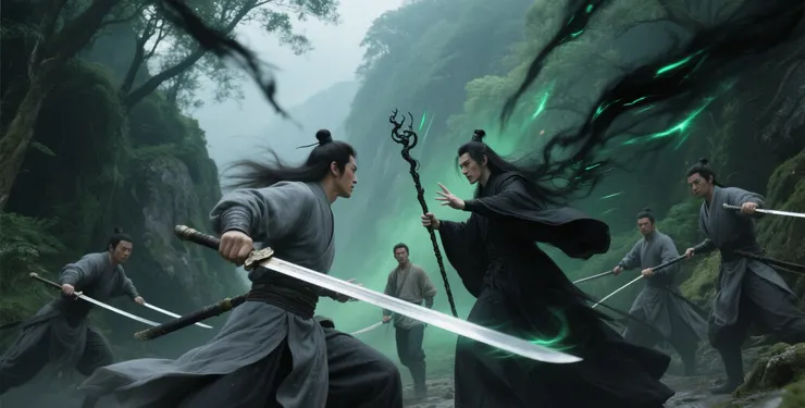 隱世家族高手與神秘勢力高手激戰的場景