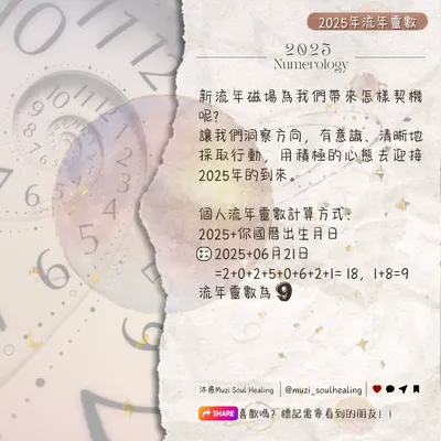 ｜九星靈數🪐2025個人流年靈數🐍❺～❾｜