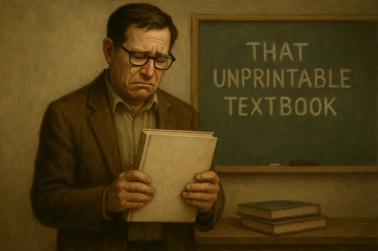 圖中這位老師真的好苦情，但關於此事，我的情緒是怒大於苦！(小昕咒語Copliot繪圖)