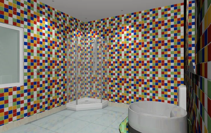 輪到非常重要的洗手間了。我非常喜歡彩色繽紛的感覺。