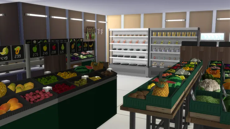 蔬果和冷藏食品算是同一類貨物，所以放在同一個區域，而現實中超市的確是這格局。