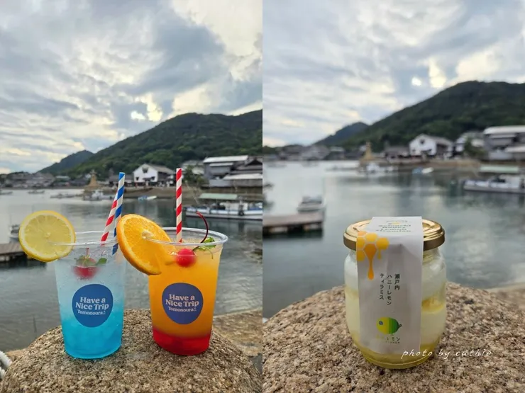 左：檸檬汽水、橘子汽水，右：檸檬提拉米蘇