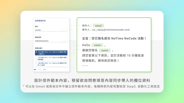 信件範本內容示意
