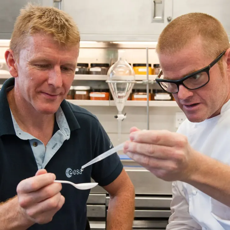 Tim Peake and Heston Blumenthal. Photograph: Max Alexander/UK Space Agency