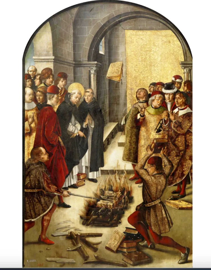 西班牙畫家佩德羅·貝魯格特（Pedro Berruguete）的畫作中紀念著另一個虛榮的篝火