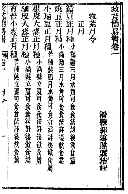 《救荒簡易書》卷一
