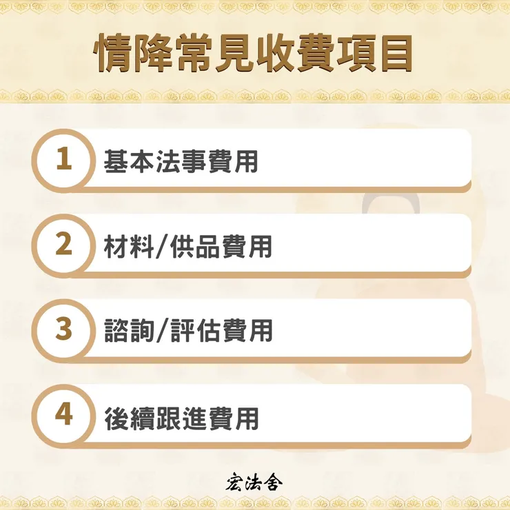 情降常見收費項目