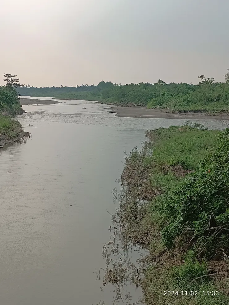 吊橋上拍佳佐溪與東港溪的會合處