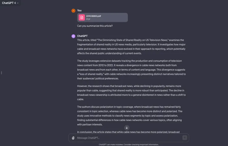 將一篇研究丟給 ChatGPT 進行摘要！