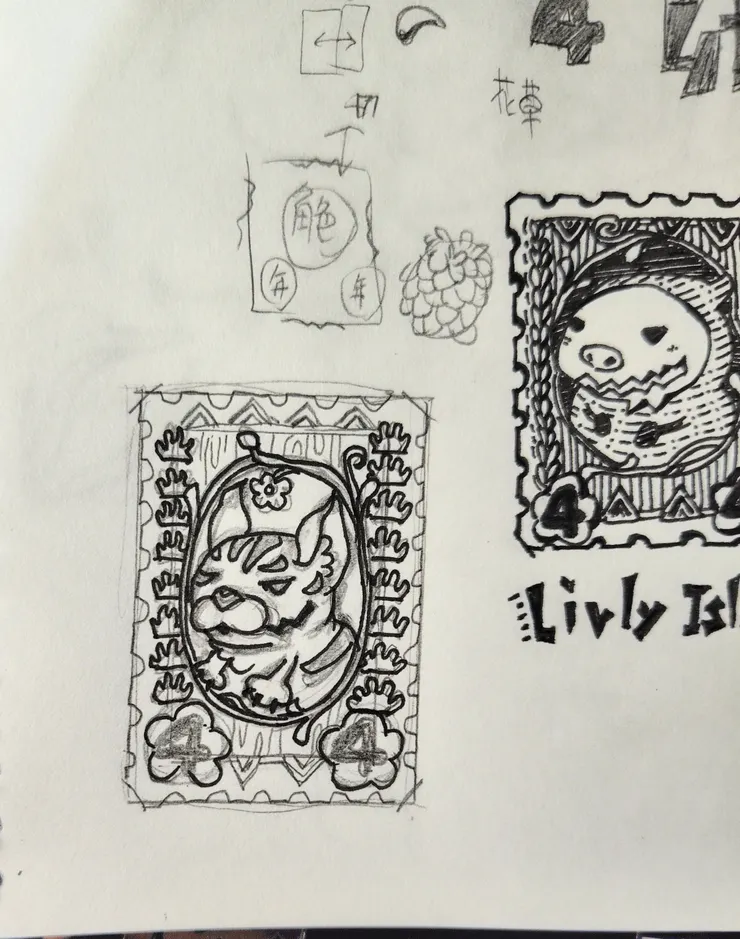 黑色筆上一半忘了拍鉛筆稿：）