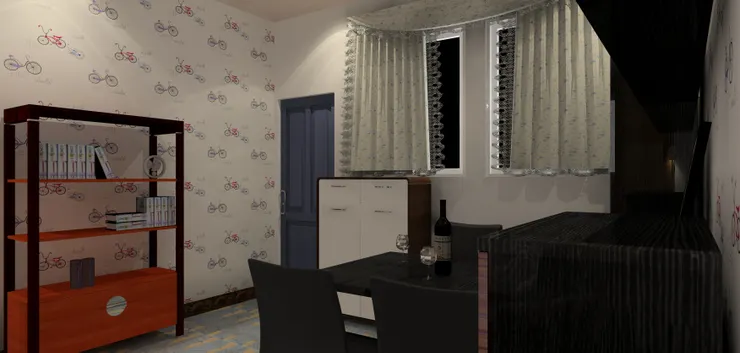 飯廳這邊的窗看來像黑夜。