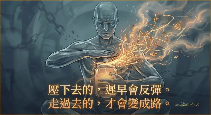 圖說：大腦有個弔詭的機制：你越用力把某個念頭「趕走」，你就越需要反覆監控它有沒有回來 —— 結果反而讓它更常浮現。這正是 Wegner 提出的「諷刺歷程理論」（Ironic Process Theory）：你越不想想到的白熊，越容易塞滿你的腦袋。與其跟念頭拔河，更有效的方式往往是先承認它存在，讓注意力慢慢回到你真正想過的生活方向。